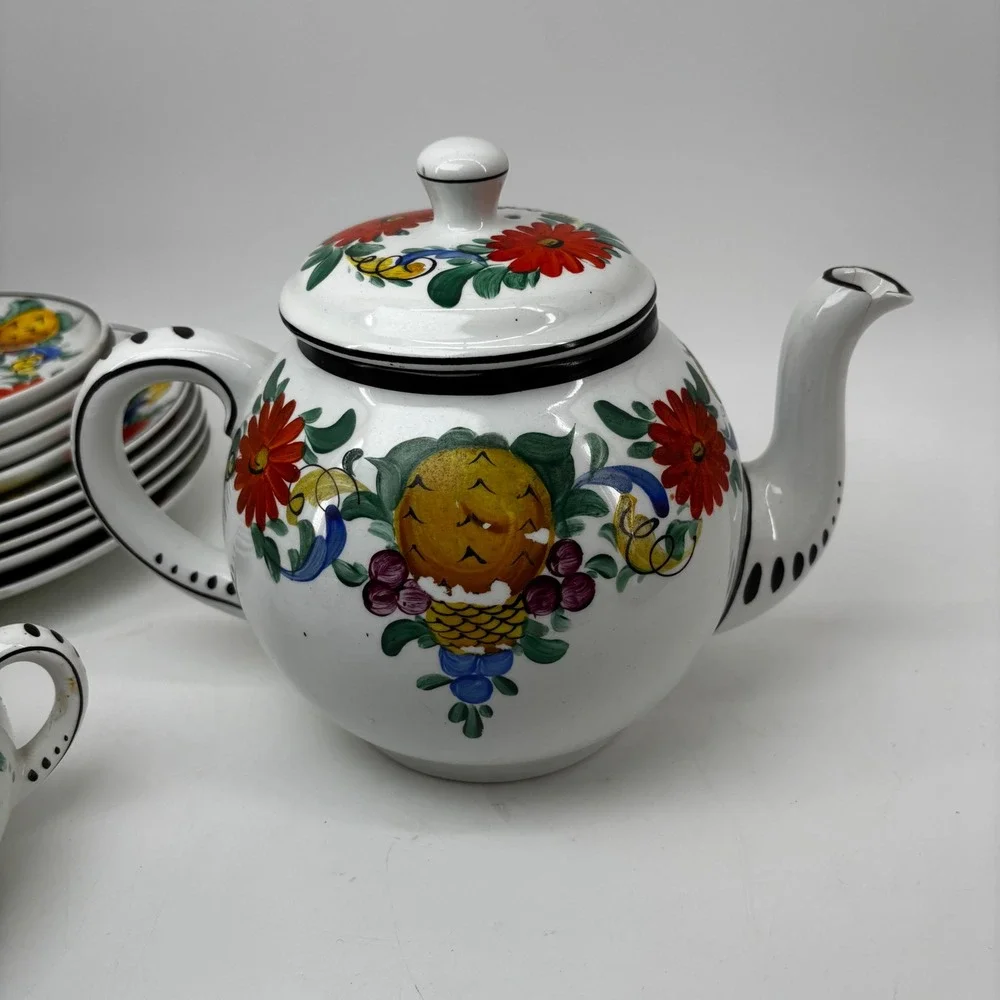 Vintage H. & N. Germany De Luxe Porcelain Teapot Floral Fruit Hand Painted T 795